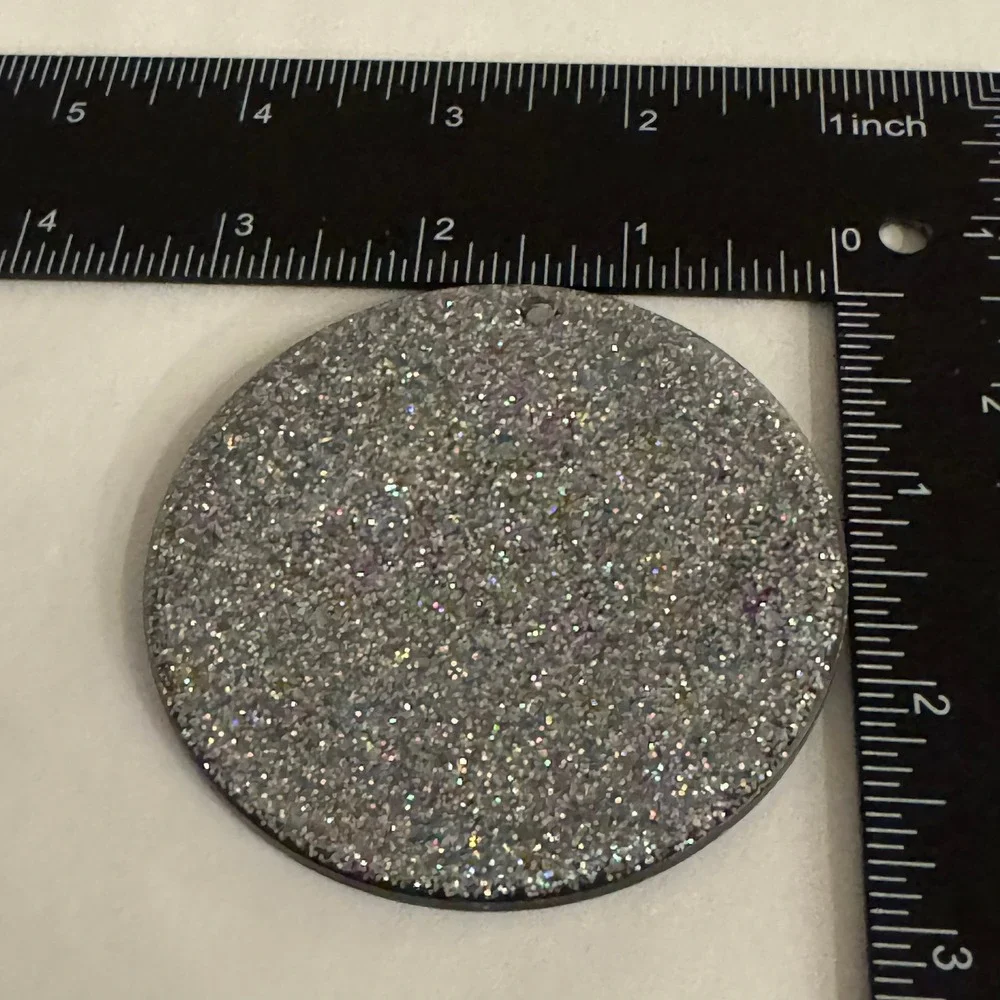 Personalized Caroline Silver Glitter Disco Ball Ornament Keychain Bag Charm‎